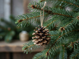Pinecone ornament styled on pine bough thumbnail